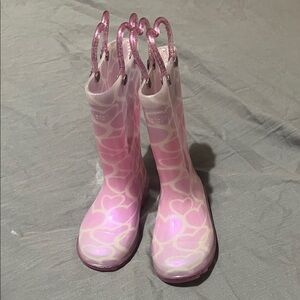 Western Chief Pink Heart Pattern Kids Rain Boots